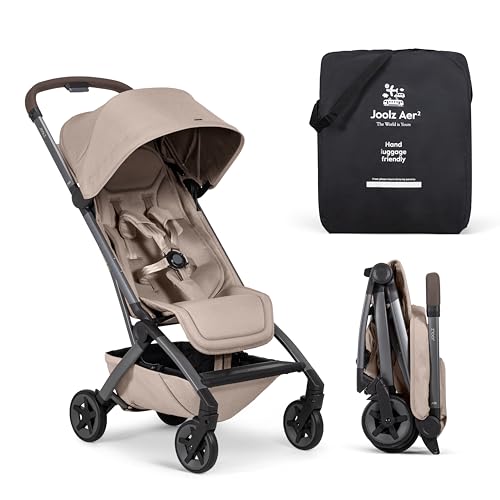 Joolz Aer2 Lightweight Travel Stroller for Baby & Toddler   One Hand Fold  Compact Carry On Airplane Approved  Reclining Seat  UPF 50  Canopy  Travel Pouch  Baby Net   Space Black