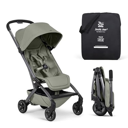 Joolz Aer2 Lightweight Travel Stroller for Baby & Toddler   One Hand Fold  Compact Carry On Airplane Approved  Reclining Seat  UPF 50  Canopy  Travel Pouch  Baby Net   Space Black