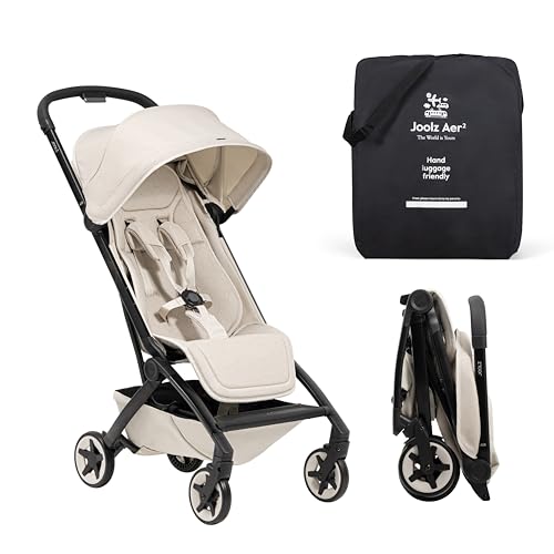 Joolz Aer2 Lightweight Travel Stroller for Baby & Toddler   One Hand Fold  Compact Carry On Airplane Approved  Reclining Seat  UPF 50  Canopy  Travel Pouch  Baby Net   Space Black