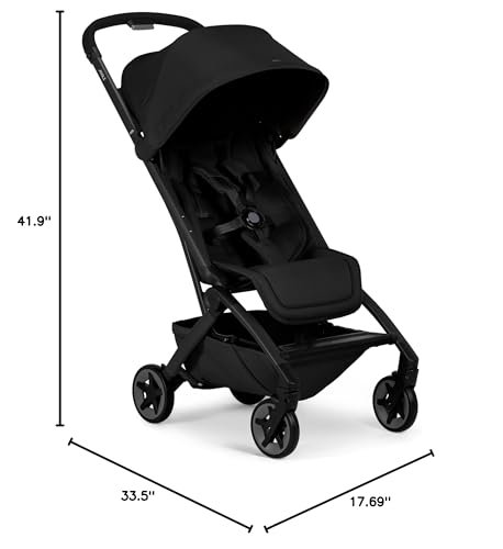 Joolz Aer2 Lightweight Travel Stroller for Baby & Toddler   One Hand Fold  Compact Carry On Airplane Approved  Reclining Seat  UPF 50  Canopy  Travel Pouch  Baby Net   Space Black