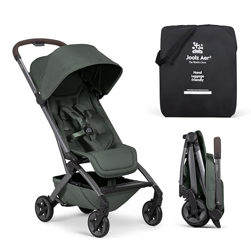 Joolz Aer2 Lightweight Travel Stroller for Baby & Toddler   One Hand Fold  Compact Carry On Airplane Approved  Reclining Seat  UPF 50  Canopy  Travel Pouch  Baby Net   Space Black