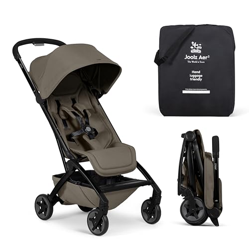Joolz Aer2 Lightweight Travel Stroller for Baby & Toddler   One Hand Fold  Compact Carry On Airplane Approved  Reclining Seat  UPF 50  Canopy  Travel Pouch  Baby Net   Space Black