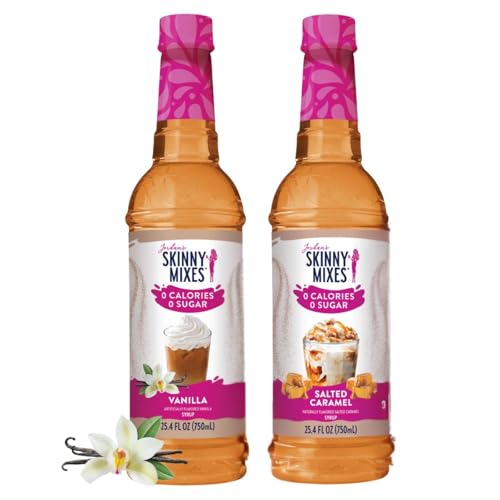 Jordans Skinny Traditional Sugar Free Syrups 750 ml 2 Bottles  Salted Caramel & Vanilla 