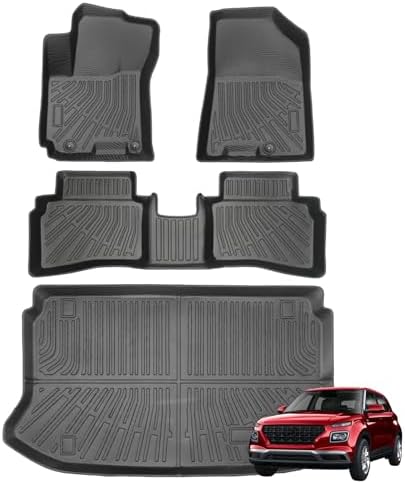 Joruoo Floor Mats & Upper Cargo Liner for 2020 2025 2026 Hyundai Venue  TPE Car Floor Mats All Weather Waterproof Heavy Duty Floor Liners Custom Fit for VenueAccessories Automotive