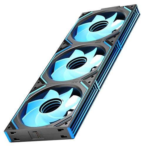Jungle Leopard Interstellar V2 RS 120mm PC Reverse Blade Case Fan Infinity Mirror Module Daisy Chain ARGB Fan Triple Pack Suitable Computer Cooling Fans 360mm AIO Cooler Black 3Pack 