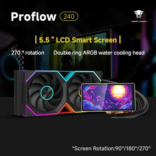 Jungle Leopard PF 240 CPU Water AIO Cooler Liquid Cooling 5 5 inch LCD Magnetic Screen 360mm ARGB Infinity Mirror 2000RPM PWM Fan Lower Noise  30DBA for LGA1851/1700/1200/115X/AM4/AM5 Black