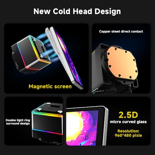 Jungle Leopard PF 240 CPU Water AIO Cooler Liquid Cooling 5 5 inch LCD Magnetic Screen 360mm ARGB Infinity Mirror 2000RPM PWM Fan Lower Noise  30DBA for LGA1851/1700/1200/115X/AM4/AM5 Black