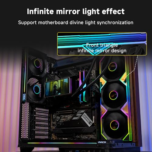 Jungle Leopard PF 240 CPU Water AIO Cooler Liquid Cooling 5 5 inch LCD Magnetic Screen 360mm ARGB Infinity Mirror 2000RPM PWM Fan Lower Noise  30DBA for LGA1851/1700/1200/115X/AM4/AM5 Black