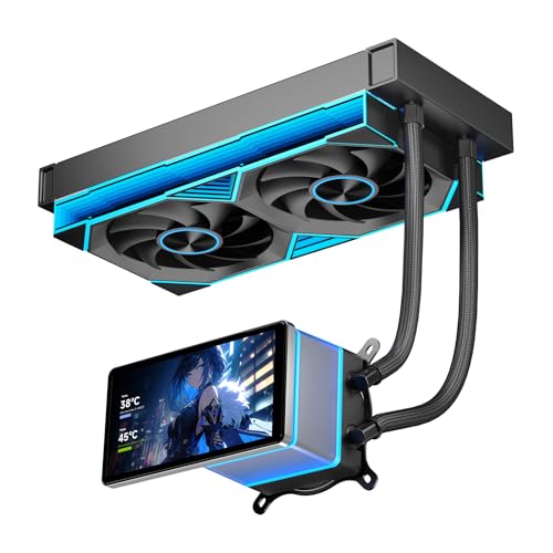 Jungle Leopard PF 360 CPU Water AIO Cooler Liquid Cooling 5 5 inch LCD Magnetic Screen 360mm ARGB Infinity Mirror 2000RPM PWM Fan Lower Noise  30DBA for Intel LGA1851/1700/1200/115X AMD AM4/AM5 Black