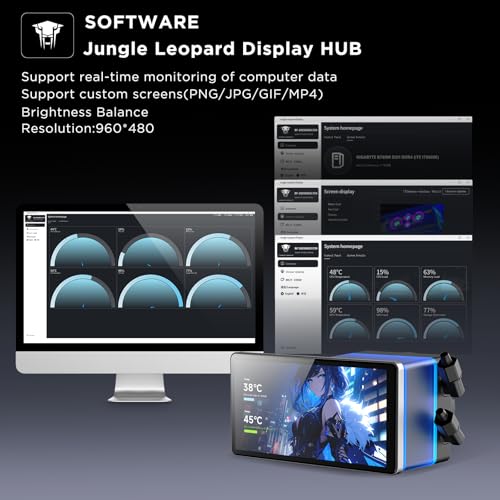 Jungle Leopard PF 360 CPU Water AIO Cooler Liquid Cooling 5 5 inch LCD Magnetic Screen 360mm ARGB Infinity Mirror 2000RPM PWM Fan Lower Noise  30DBA for Intel LGA1851/1700/1200/115X AMD AM4/AM5 Black