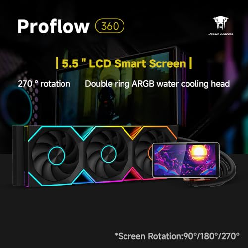 Jungle Leopard ProFlow 360 AIO CPU Cooler Water 360mm Liquid Cooling 5 5 Inch Large Screen  ARGB Infinity Fans 2000RPM PWM Fan for Intel LGA1851/1700/1200/115X AMD AM4/AM5 Black 
