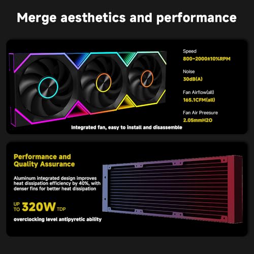 Jungle Leopard ProFlow 360 AIO CPU Cooler Water 360mm Liquid Cooling 5 5 Inch Large Screen  ARGB Infinity Fans 2000RPM PWM Fan for Intel LGA1851/1700/1200/115X AMD AM4/AM5 Black 