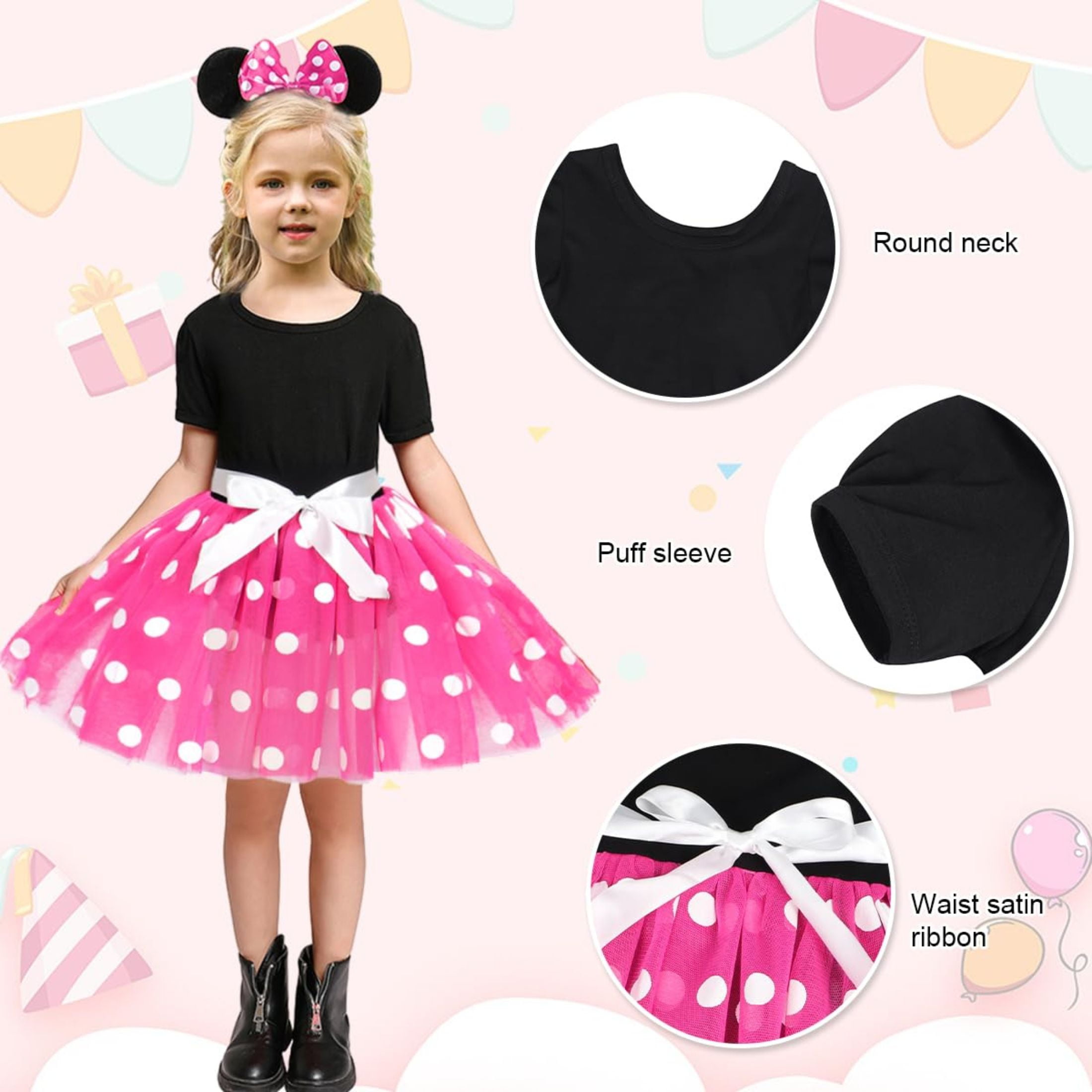 3T (2 a 3  años), Jurebecia Girls Red Polka Dot Tutu Dress with Bow Headband  Baby Toddler Party Costume for Birthday & Cosplay  100 cm