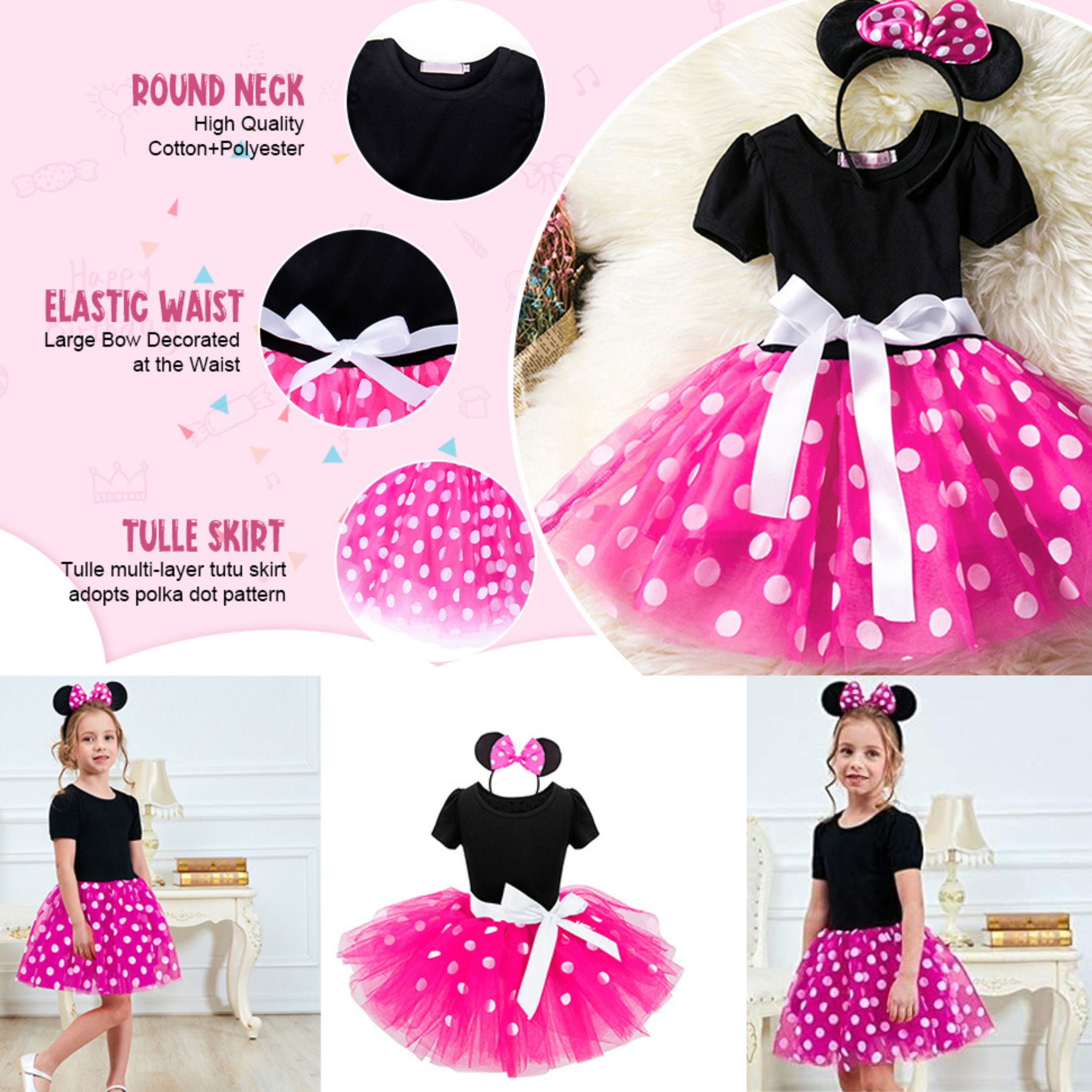3T (2 a 3  años), Jurebecia Girls Red Polka Dot Tutu Dress with Bow Headband  Baby Toddler Party Costume for Birthday & Cosplay  100 cm