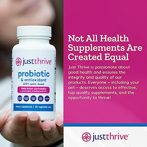 Just Thrive Probiotic & Antioxidant Supplement   100  Spore Based Digestive and Immune Support   Gluten Free  30 Caps