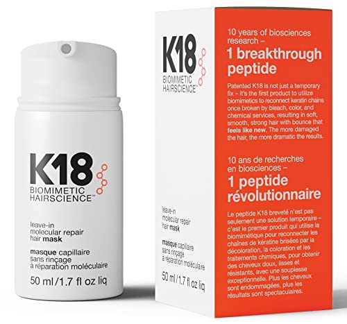 K18 Leave In Molecular Repair Hair Mask  Patented  Lasting Repair For Dry  Frizzy  Damaged Hair  Reverse Damage In 4 Minutes From Bleach  Color  Chemical Services   Heat