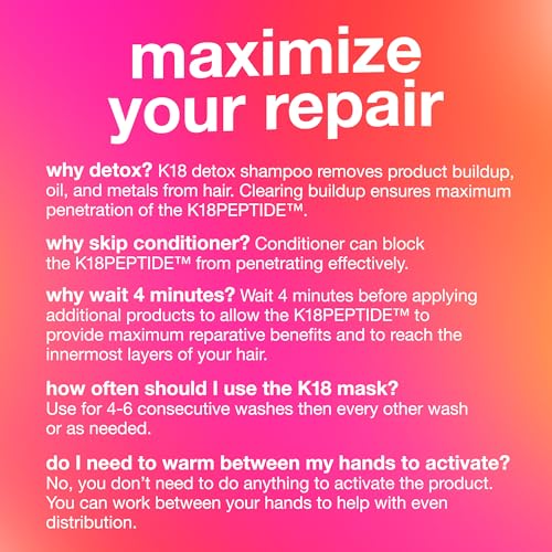 K18 Leave In Molecular Repair Hair Mask  Patented  Lasting Repair For Dry  Frizzy  Damaged Hair  Reverse Damage In 4 Minutes From Bleach  Color  Chemical Services   Heat