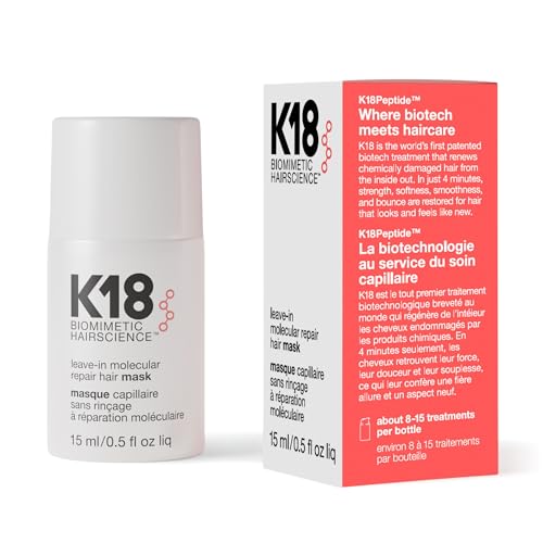 K18 Leave In Molecular Repair Hair Mask  Patented  Lasting Repair For Dry  Frizzy  Damaged Hair  Reverse Damage In 4 Minutes From Bleach  Color  Chemical Services   Heat