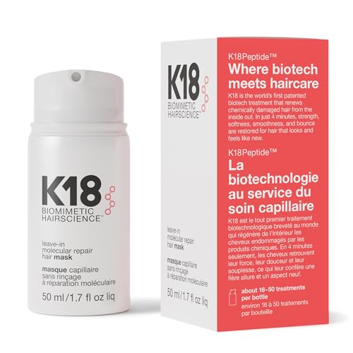 K18 Leave In Molecular Repair Hair Mask  Patented  Lasting Repair For Dry  Frizzy  Damaged Hair  Reverse Damage In 4 Minutes From Bleach  Color  Chemical Services   Heat