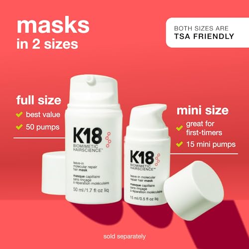 K18 Leave In Molecular Repair Hair Mask  Patented  Lasting Repair For Dry  Frizzy  Damaged Hair  Reverse Damage In 4 Minutes From Bleach  Color  Chemical Services   Heat
