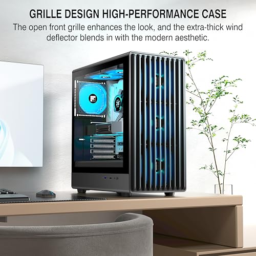 K6 PC Case   Pre Installed 6 PWM ARGB Fan  3 x 120mm  3 x 140mm   ATX Mid Tower Gaming PC Case  with Type C  FOIFKIN  Black  K6
