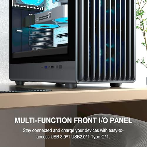 K6 PC Case   Pre Installed 6 PWM ARGB Fan  3 x 120mm  3 x 140mm   ATX Mid Tower Gaming PC Case  with Type C  FOIFKIN  Black  K6
