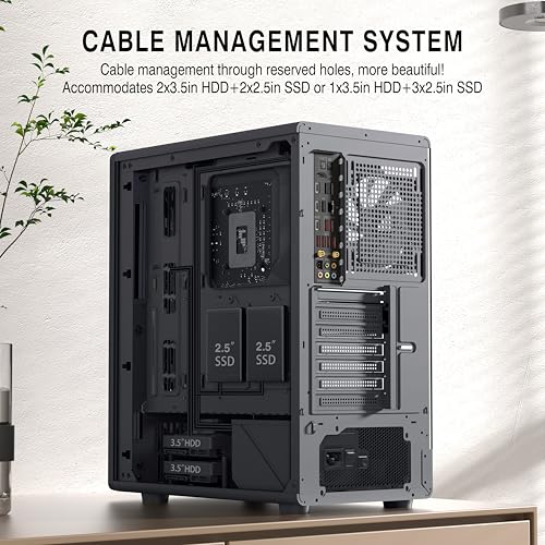 K6 PC Case   Pre Installed 6 PWM ARGB Fan  3 x 120mm  3 x 140mm   ATX Mid Tower Gaming PC Case  with Type C  FOIFKIN  Black  K6