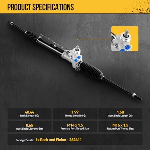 KAC Hydraulic Power Steering Rack and Pinion Fit for Hyundai 2001 2002 2003 2004 2005 2006 Elantra All Models   262411