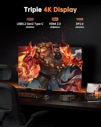 KAMRUI H1 Mini Gaming PC  AMD Ryzen 7 6800H  16GB DDR5 4800MHz 512GB M 2 NVMe PCIe3 0x4 SSD Mini PC 8C/16T  up to 4 7GHz   16MB L3 Smart Cache  Triple 4K Display/WiFi6/BT5 2/Mini Desktop Computers