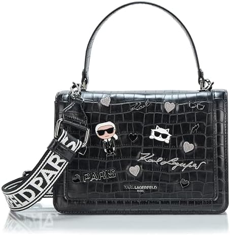 KARL LAGERFELD Womens Maybelle Solid Crossbody With Choupette Detail