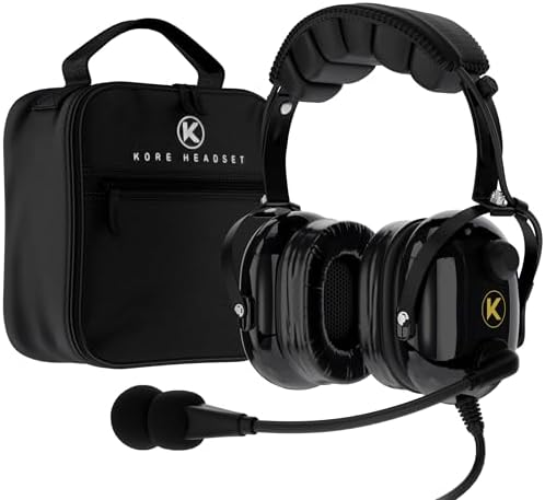KA 1 General Aviation Headset for Pilots   Mono and Stereo Compatibility  Passive Noise Reduction  Noise Canceling Microphone  Gel Ear Seals  Adjustable Headband & Headset Bag