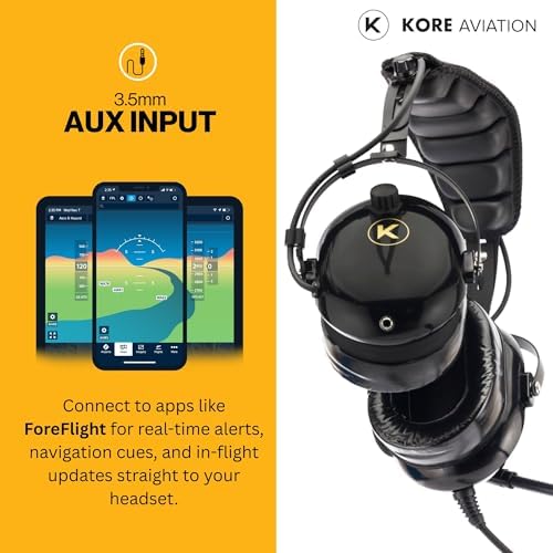 KA 1 General Aviation Headset for Pilots   Mono and Stereo Compatibility  Passive Noise Reduction  Noise Canceling Microphone  Gel Ear Seals  Adjustable Headband & Headset Bag