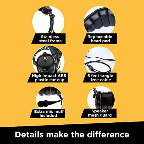 KA 1 General Aviation Headset for Pilots   Mono and Stereo Compatibility  Passive Noise Reduction  Noise Canceling Microphone  Gel Ear Seals  Adjustable Headband & Headset Bag