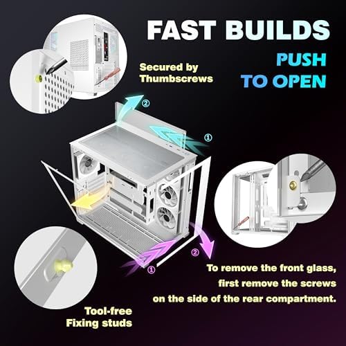 KEDIERS PC CASE 7 ARGB Fans Pre Installed  Mid Tower ATX PC Case with Panoramic Tempered Glass  Gaming Computer Case 360MM RAD Support White K4