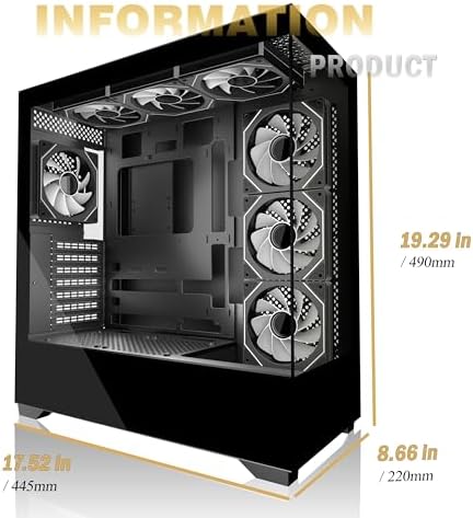 KEDIERS PC CASE ATX 7 PWM ARGB Fans Pre Installed  Type C Mid Tower Computer Case with Full View Dual Tempered Glass  Gaming PC Case Black P4
