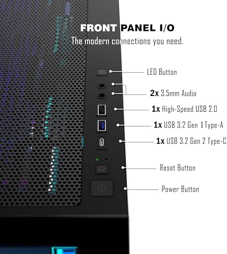 KEDIERS PC CASE ATX 7 PWM ARGB Fans Pre Installed  Type C Mid Tower Computer Case with Full View Dual Tempered Glass  Gaming PC Case Black P4