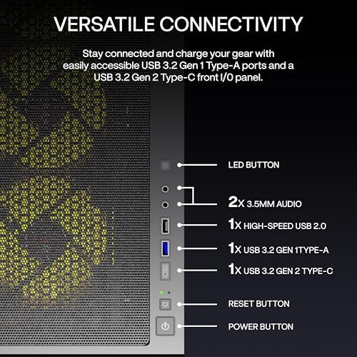 KEDIERS PC CASE ATX 5 PWM ARGB Fans Pre Installed  Type C Mid Tower Computer Case with Full View Dual Tempered Glass  Printed Walnut Wood Panels Support 360mm Radiator Gaming PC Case Black New P6