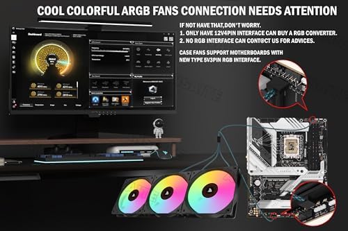 KEDIERS PC CASE ATX 5 PWM ARGB Fans Pre Installed  Type C Mid Tower Computer Case with Full View Dual Tempered Glass  Printed Walnut Wood Panels Support 360mm Radiator Gaming PC Case Black New P6