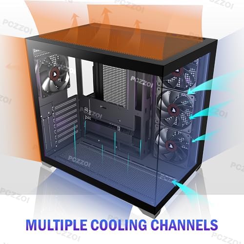 KEDIERS PC CASE ATX 4 Fans Pre Installed  Type C Mid Tower Computer Case with Full View Dual Tempered Glass  Gaming PC Case Black K4