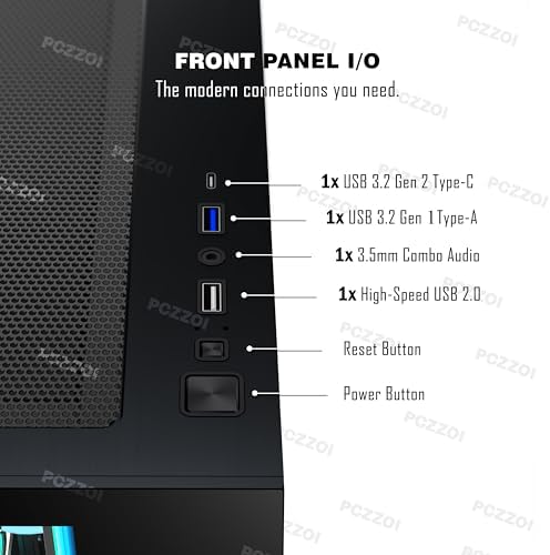 KEDIERS PC CASE ATX 4 Fans Pre Installed  Type C Mid Tower Computer Case with Full View Dual Tempered Glass  Gaming PC Case Black K4