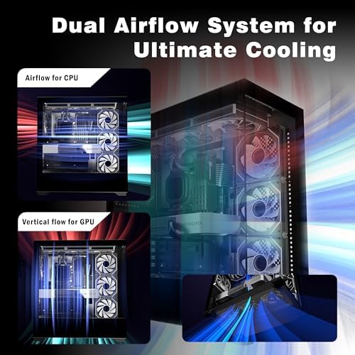 KEDIERS PC CASE ATX 7 PWM ARGB Fans Pre Installed  Type C Mid Tower Computer Case with Full View Dual Tempered Glass  Gaming PC Case Black P4