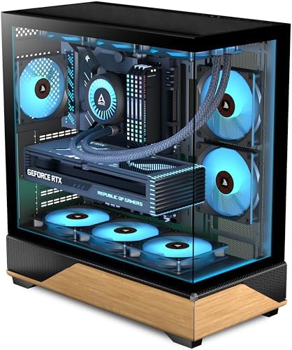KEDIERS PC CASE ATX 7 PWM ARGB Fans Pre Installed  Type C Mid Tower Computer Case with Full View Dual Tempered Glass  Gaming PC Case Black P4