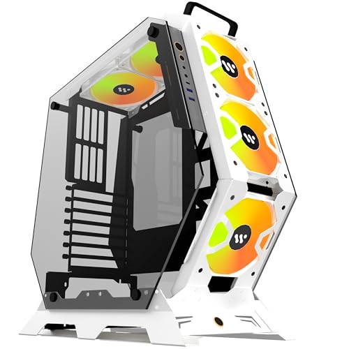 KEDIERS Funda para PC 4 PWM ARGB Fans, E-ATX Mid Tower Gaming Computer Case con 2 vidrios templados, USB3.0 x 2, negro, G900