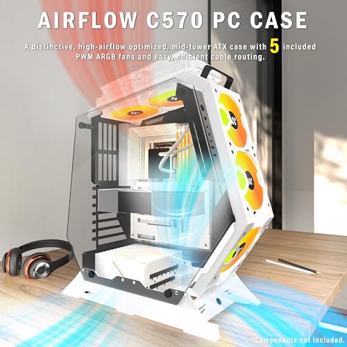 KEDIERS Funda para PC 4 PWM ARGB Fans, E-ATX Mid Tower Gaming Computer Case con 2 vidrios templados, USB3.0 x 2, negro, G900