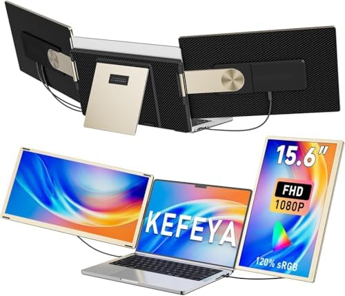 KEFEYA Laptop Screen Extender 15 6  FHD 1080P Portable Triple Monitor for Laptops 13 17 3  120  sRGB 235  Rotation Detachable Laptop Monitor Extender for Windows/Mac/Dex/Chrome/Surface  Plug n Play