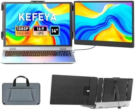 KEFEYA Laptop Screen Extender 15 6  FHD 1080P Portable Triple Monitor for Laptops 13 17 3  120  sRGB 235  Rotation Detachable Laptop Monitor Extender for Windows/Mac/Dex/Chrome/Surface  Plug n Play