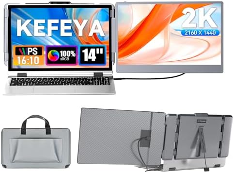 KEFEYA Laptop Screen Extender 15 6  FHD 1080P Portable Triple Monitor for Laptops 13 17 3  120  sRGB 235  Rotation Detachable Laptop Monitor Extender for Windows/Mac/Dex/Chrome/Surface  Plug n Play