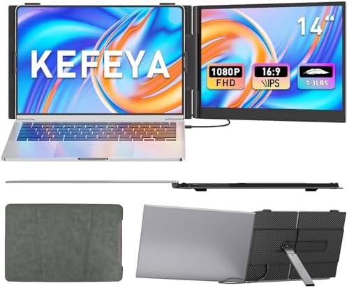 KEFEYA Laptop Screen Extender 15 6  FHD 1080P Portable Triple Monitor for Laptops 13 17 3  120  sRGB 235  Rotation Detachable Laptop Monitor Extender for Windows/Mac/Dex/Chrome/Surface  Plug n Play