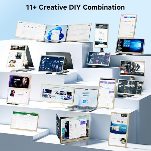 KEFEYA Laptop Screen Extender 15 6  FHD 1080P Portable Triple Monitor for Laptops 13 17 3  120  sRGB 235  Rotation Detachable Laptop Monitor Extender for Windows/Mac/Dex/Chrome/Surface  Plug n Play