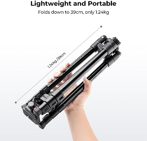 K&F CONCEPT 64 inch/163 cm Camera Tripod Lightweight Travel Outdoor DSLR Tripods with 360 Degree Ball Head Load Capacity 17 6 lbs/8 kg Cellphone Clip for Smartphone Live Streaming Vlog O234A1 BH 36